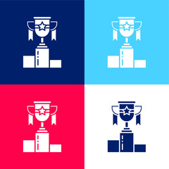 Award blue and red four color minimal icon set