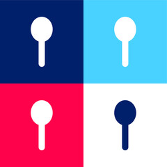 Black Silhouette Shape Of An Object Like A Spoon blue and red four color minimal icon set