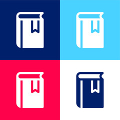 Book blue and red four color minimal icon set