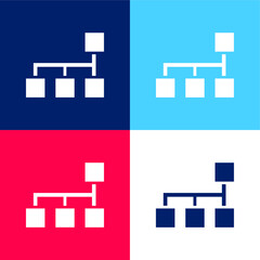 Blocks Scheme Of Squares And Lines blue and red four color minimal icon set