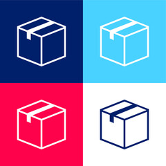 Box Closed blue and red four color minimal icon set