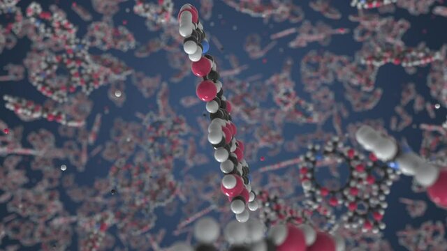 Molecule of Azithromycin. Molecular model, conceptual looping 3d animation