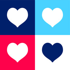 Black Heart Shaped blue and red four color minimal icon set