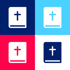 Fototapeta premium Bible blue and red four color minimal icon set