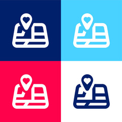 Bookmark blue and red four color minimal icon set