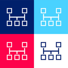 Blocks Scheme blue and red four color minimal icon set