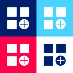 Obraz premium Add blue and red four color minimal icon set