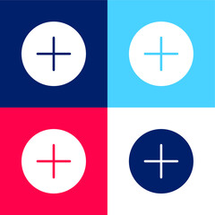 Obraz premium Add blue and red four color minimal icon set