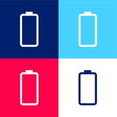 Battery Status blue and red four color minimal icon set