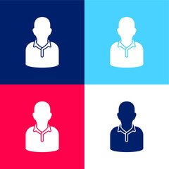 Athlete blue and red four color minimal icon set