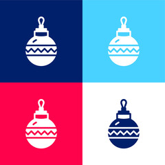 Bauble blue and red four color minimal icon set