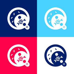 Bacteria blue and red four color minimal icon set