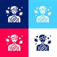 Antibiotic blue and red four color minimal icon set