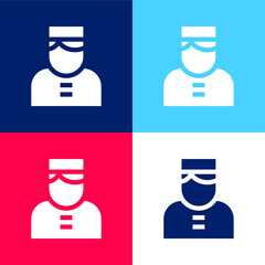 Bellboy blue and red four color minimal icon set
