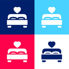 Bed blue and red four color minimal icon set