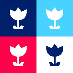 Angular Flower blue and red four color minimal icon set