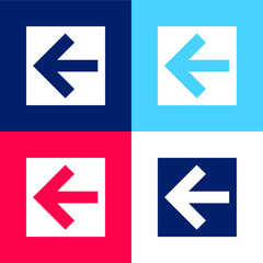 Back Left Arrow In Square Button blue and red four color minimal icon set