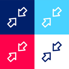 Arrows Hand Drawn Interface Symbol Outlines blue and red four color minimal icon set