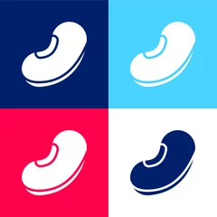 Tuinposter Bean blue and red four color minimal icon set © LIGHTFIELD STUDIOS