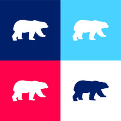Bear Black Shape blue and red four color minimal icon set