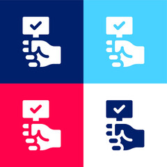 Obraz premium Auction blue and red four color minimal icon set