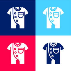 Bodysuit blue and red four color minimal icon set