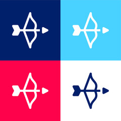Fototapeta premium Bow blue and red four color minimal icon set