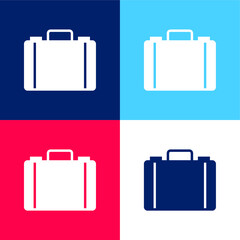 Briefcase blue and red four color minimal icon set
