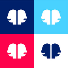 Bipolar blue and red four color minimal icon set
