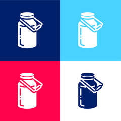 Bottle blue and red four color minimal icon set