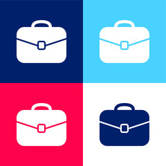 Black Rounded Suitcase Tool blue and red four color minimal icon set
