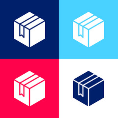 Box blue and red four color minimal icon set