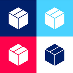 Box blue and red four color minimal icon set