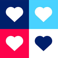 Big Heart blue and red four color minimal icon set