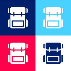 Backpack blue and red four color minimal icon set