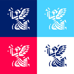 Angel blue and red four color minimal icon set
