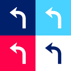 Arrow Curve Pointing Left blue and red four color minimal icon set