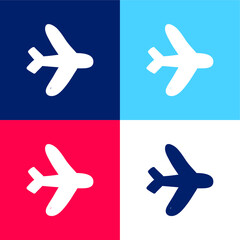 Airplane Mode blue and red four color minimal icon set