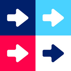 Arrow Pointing To Right blue and red four color minimal icon set