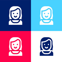Aunt blue and red four color minimal icon set