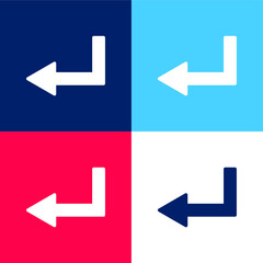 Arrow Left Broken Angle blue and red four color minimal icon set