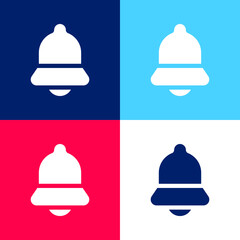 Bell blue and red four color minimal icon set