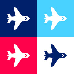 Aeroplane blue and red four color minimal icon set