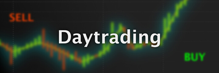 Daytrading  mit Candlestick Chart im Hintergrund, Börse, Finanzen, Wirtschaft, Geld