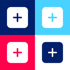 Add blue and red four color minimal icon set