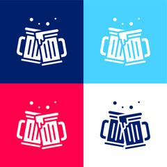 Beers blue and red four color minimal icon set