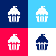 Baked blue and red four color minimal icon set