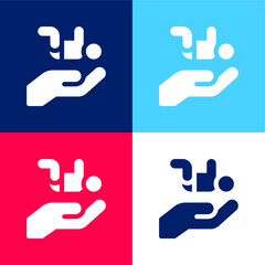 Adoption blue and red four color minimal icon set