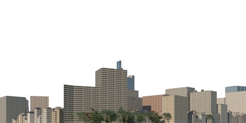 Cityscape 3d illustration isolated on white background