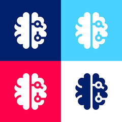 Brain blue and red four color minimal icon set